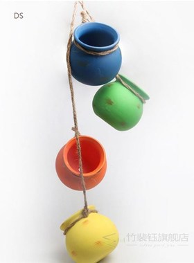 4Pcs Dangling Desert Color Ceramic Pots Kit Wall Ceiling Mou