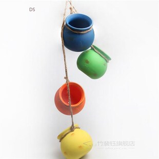 4Pcs Dangling Desert Color Ceramic Pots Kit Wall Ceiling Mou