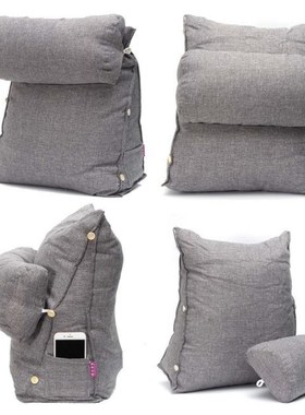 Triangle Adjustable Sofa Cushion Back Pillow Smoky Gray Bed