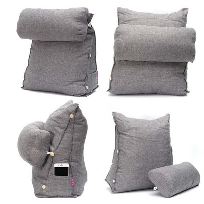 Triangle Adjustable Sofa Cushion Back Pillow Smoky Gray Bed