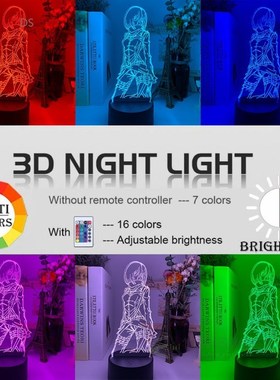 3D LED Lamp Attack on Titan Mikasa Ackerman Figure Kids Nigh