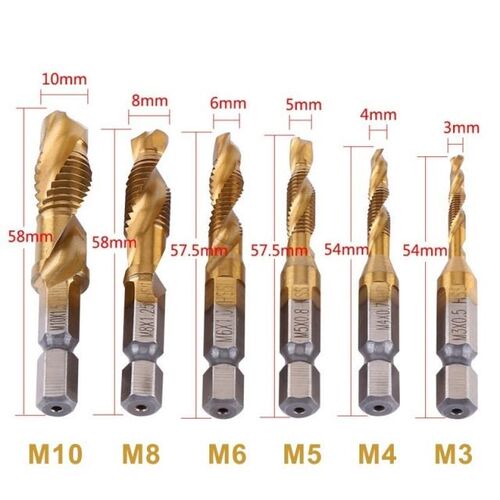 Hex Shank Drill Bit HSS Screw Tap Drill Bits Size M3 M4 M5 M
