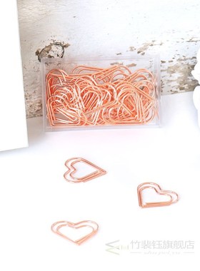 TUTU 30pcs/set heart Bookmark Metal Paper Clip Decor Rose Go