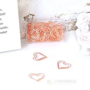 TUTU 30pcs/set heart Bookmark Metal Paper Clip Decor Rose Go