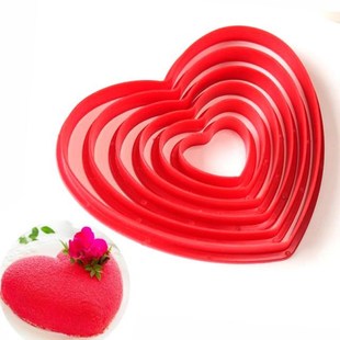 6pcs/set Love Heart Shaped Plastic Cake mold cookie cutter b