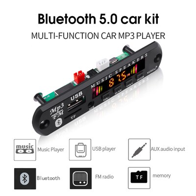 Bluetooth5.0 Car MP3 WMA Decoder Board 5V 12V MP3 Player Aud