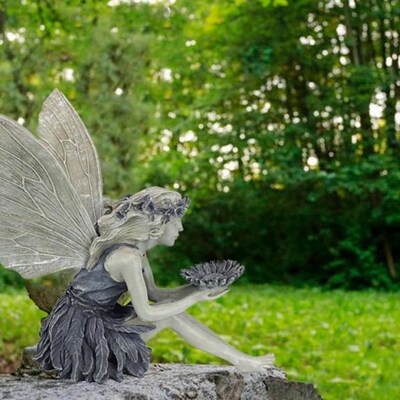 Sunflower Sitting Fairy Statue Angel Sculpture Garden Orname