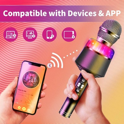 Karaoke Microphone for Kids, Wireless Bluetooth Karaoke Port