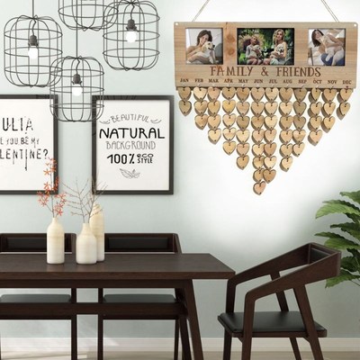 Wooden DIY Calendar Hanging Plaque Photo Frame Message Board