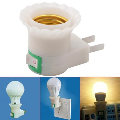 E27 female socket to EU plug adapter with power on-off contr