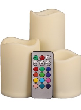 3Pcs Set LED Multicolored Flameless Electronic Candles Outdo