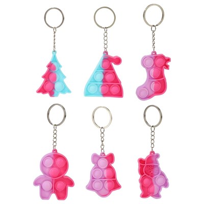 Christmas Push Bubble Toys Silicone Keychain Reliver Stress