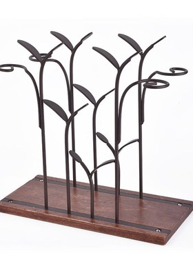 Iron Wire forest Leaf Wine Rack Stand Hanging Drinking Glass