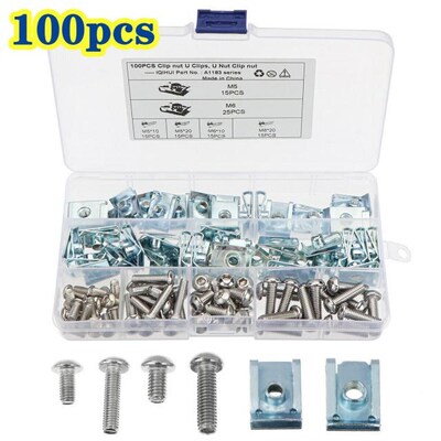 100/160pcs M4/M5/M6/M8 U Nuts Speed Clip Fastener Assorted K