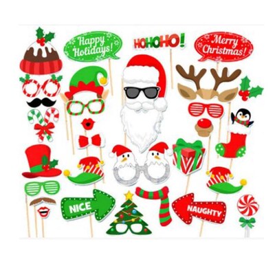 Funny Photo Booth 32Pcs/Set Christmas Party Moustache Beard