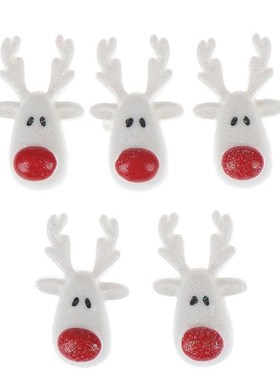 5pcs 18x30mm Christmas White Reindeer Resin Flatback Cabocho