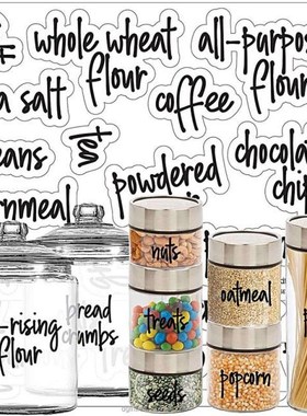 8 Sheets Pantry Label Sticker Preprinted Waterproof Kitchen