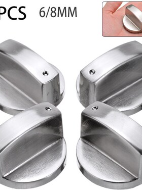 4pcs Gas Stove Knobs 6mm/8mm Metal Silver Gas Cooker Knobs A