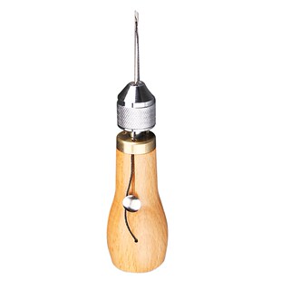 Wooden Handle Leather Sewing Machine Wax Thread Stitching Ne
