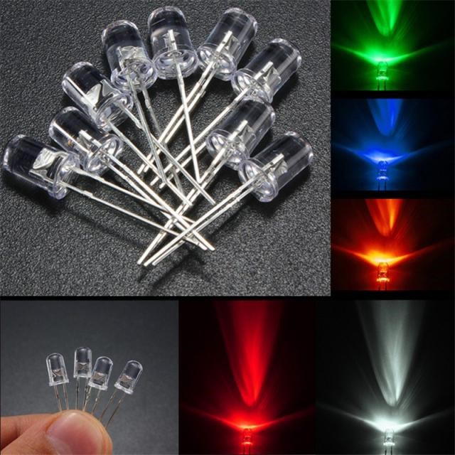 100Pcs/Set LED Diode 5 mm Assorted Kit White Green Red Blue