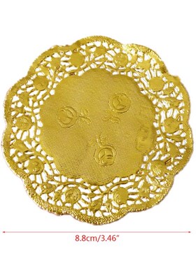 50Pcs/Set 3.5 Inch Hollow Floral Embossed Round Lace Paper D