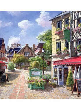 Paint By Numbers  s Children HandPainted Street Scenic Oil P