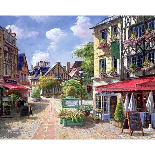 Paint By Numbers  s Children HandPainted Street Scenic Oil P