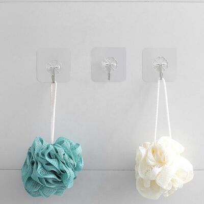 1PC 6x6cm Transparent Strong Self Adhesive Hooks Door Wall H