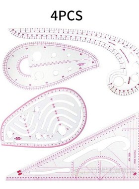 4Pcs Plastic DIY Sewing Ruler French Curve Measuring Templat