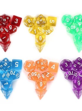 7pcs/Set Dichromatic Multi-sided Dices Digital Polyhedron Ac