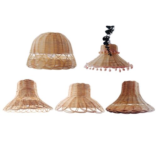 5 Types Hand Woven Natural  Lampshade Chandelier Hangi