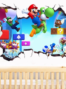 3D Cartoon Mario Bros wall sticker for kids rooms living ro