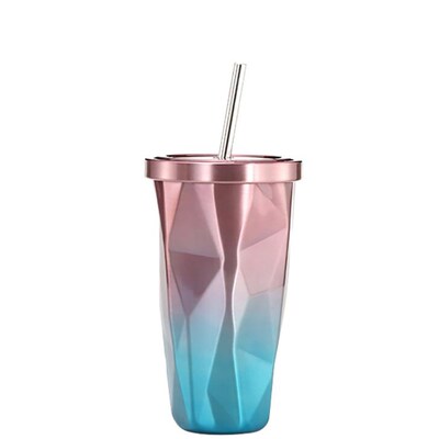Gradient Classic Coffee Tumbler with Straw Lid 500ml Double