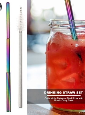 Outdoor Collapsible Telescopic Stainless Steel Straws Suit C