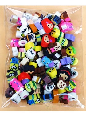 *100 pcs/ lot mixed small size TPR cartoon Rubber erasers  C