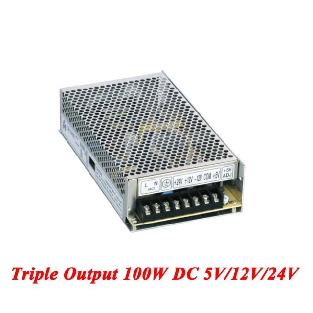 T-100D Triple output DC power supply 100W 5V 12V 24V,smps po