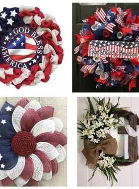 15.75 inches 4th of July Independence Day Mesh Door Wreath A