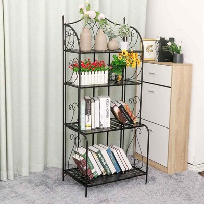 Folding 4 Tier Bakers Storage Rack Microwave Oven Stand Meta