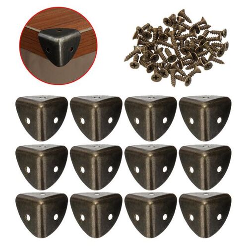 Retro Iron Bronze Corner Protector Furniture Wood Box Case E