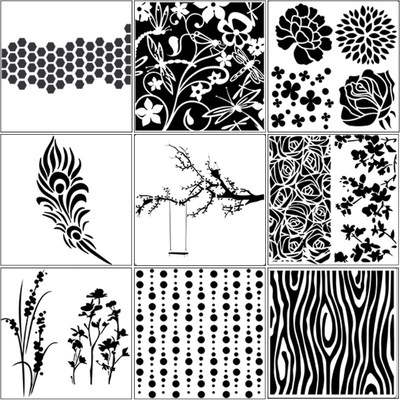 9pcs/set Tree Airbrush Painting Stencil DIY Scrapbooking Alb
