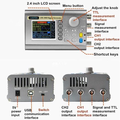 2-Channel DDS Signal Generator Counter Frequency 15 MHz Sign