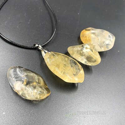 Natural irregular crystal Citrine pendant lemon quartz stone