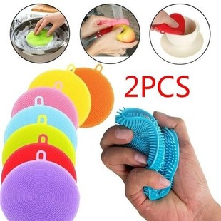 6 colors dish washing sponge scrubber Silicone Scrubbers wit