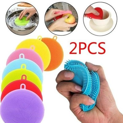 6 colors dish washing sponge scrubber Silicone Scrubbers wit