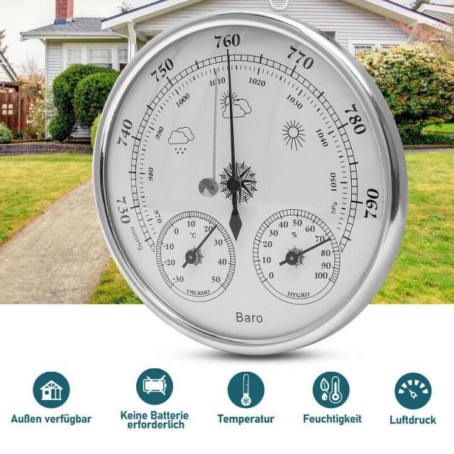 ZEAST 3 in 1 Household Wall Hanging Weather Station 130mm Th