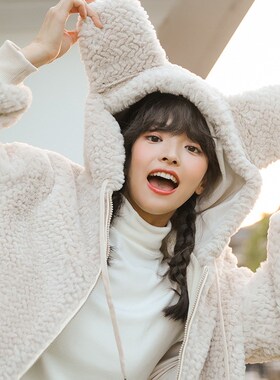 Cute hoodie slouchy style student cardigan blazer female fas