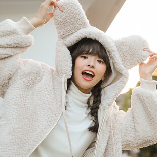 Cute hoodie slouchy style student cardigan blazer female fas