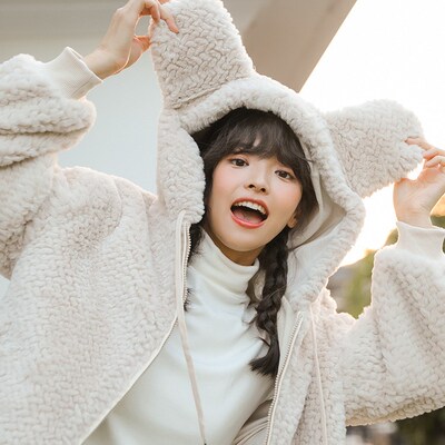 Cute hoodie slouchy style student cardigan blazer female fas