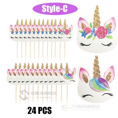 nicorn Cake Topper Party Supplies Cake Decoration Card Kids