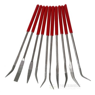 160 x 4mm Lapidary Bent Curved Diamond Needle Files Red Hand